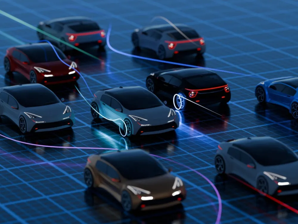 Fleet of electric vehicles connected across a power grid